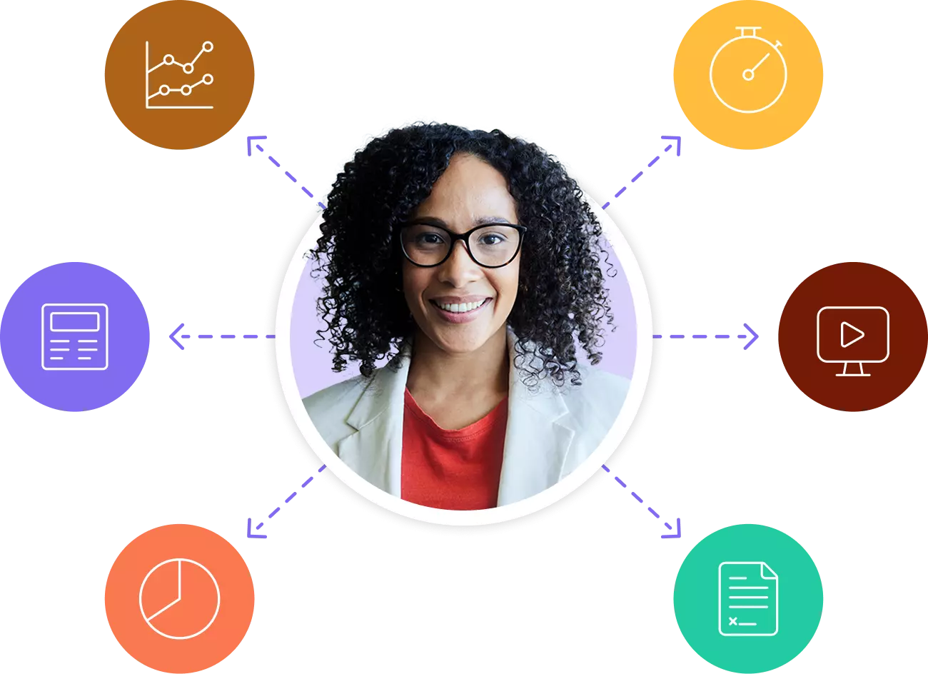 Woman and learning icons