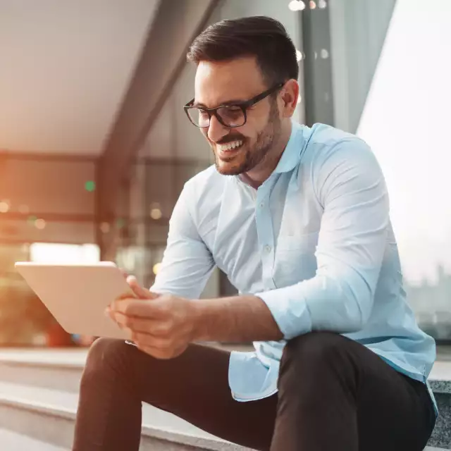 Man working on a tablet