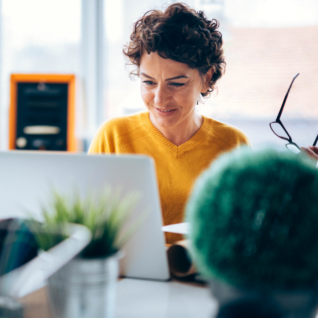 Woman working on laptop