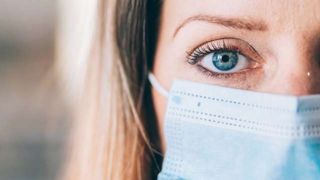 Patient wearing mask