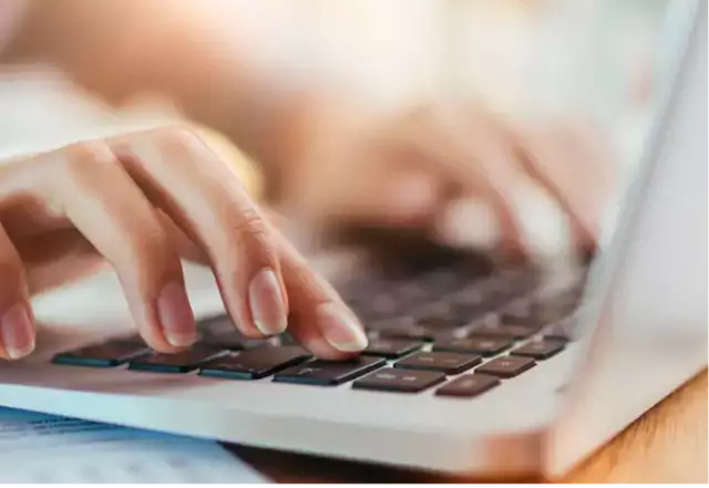 Hands typing