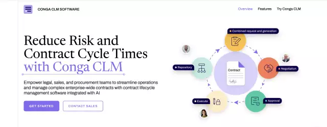 Conga CLM tool homepage.