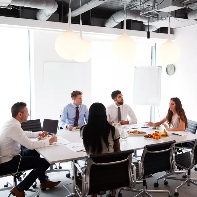 Team meeting in board room