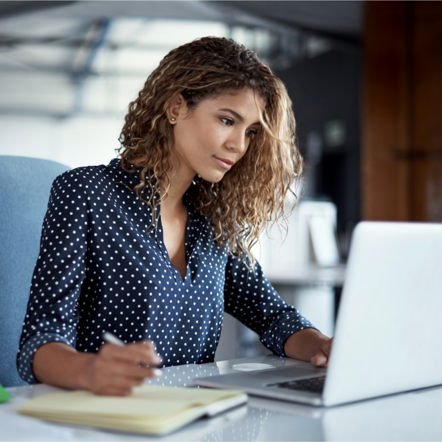 Woman working on laptop