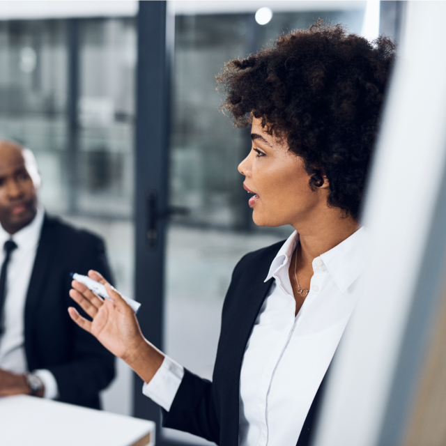 Woman given financial presentation