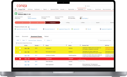 Conga CLM product interface