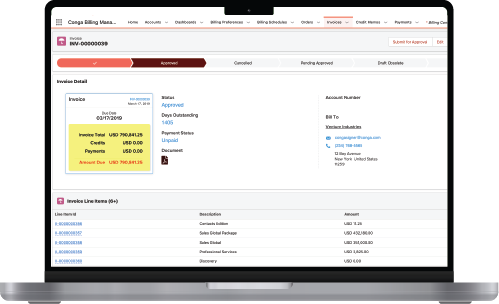 Conga Billing product interface