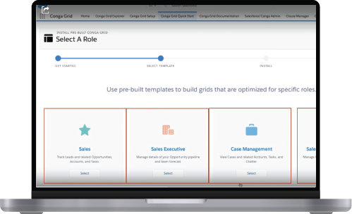 Conga Grid product interface