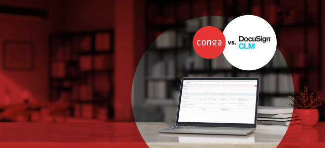 Conga CLM vs Docusign CLM comparison graphic