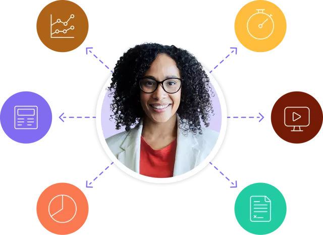 Woman and learning icons