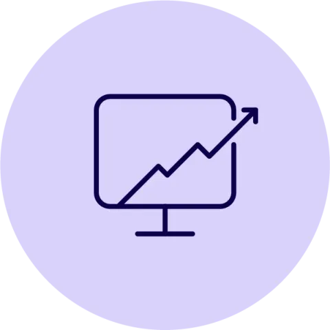 Laptop with positive trend line icon